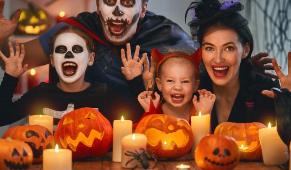 picture of a family at home on Halloween