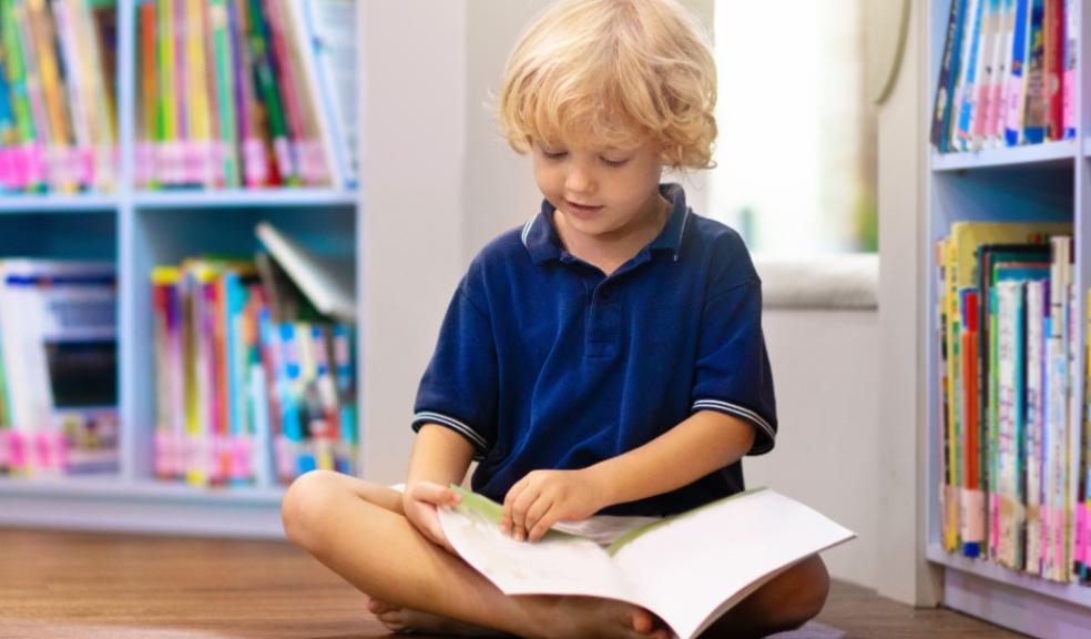 picture of a child in a library