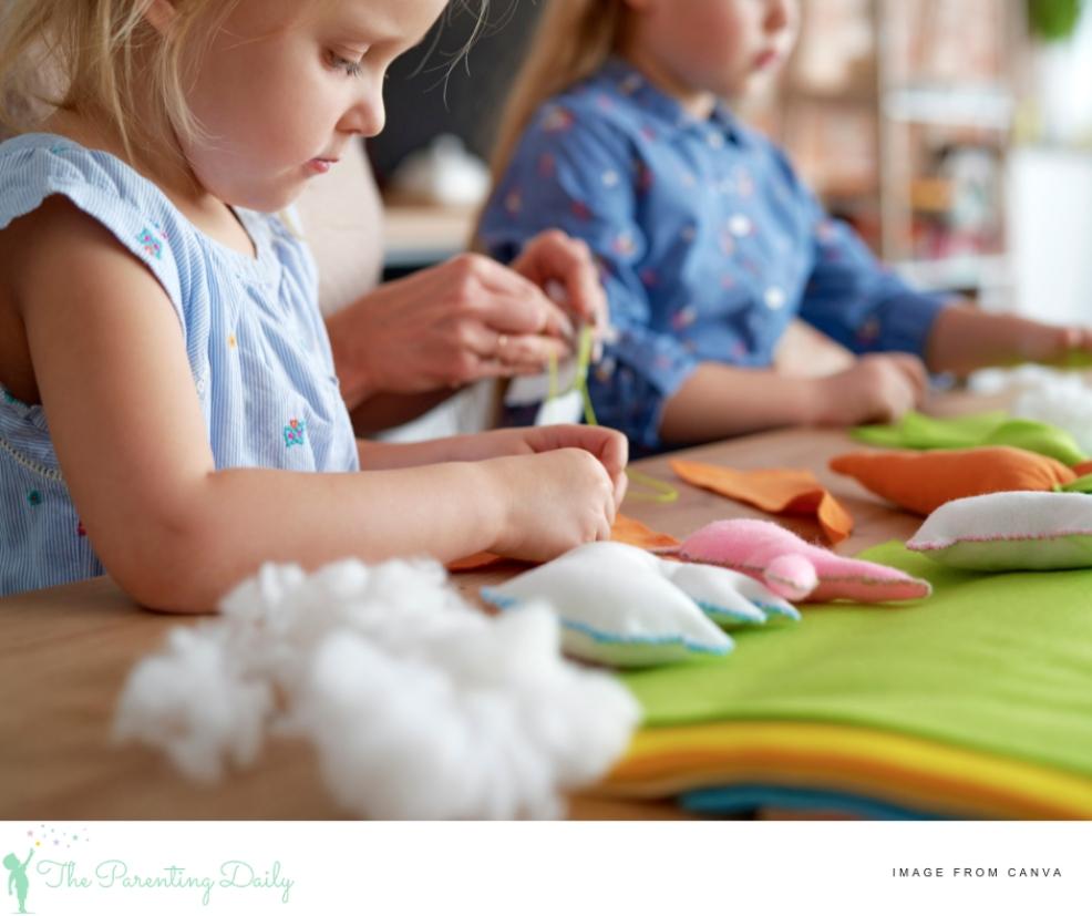 picture of children sewing