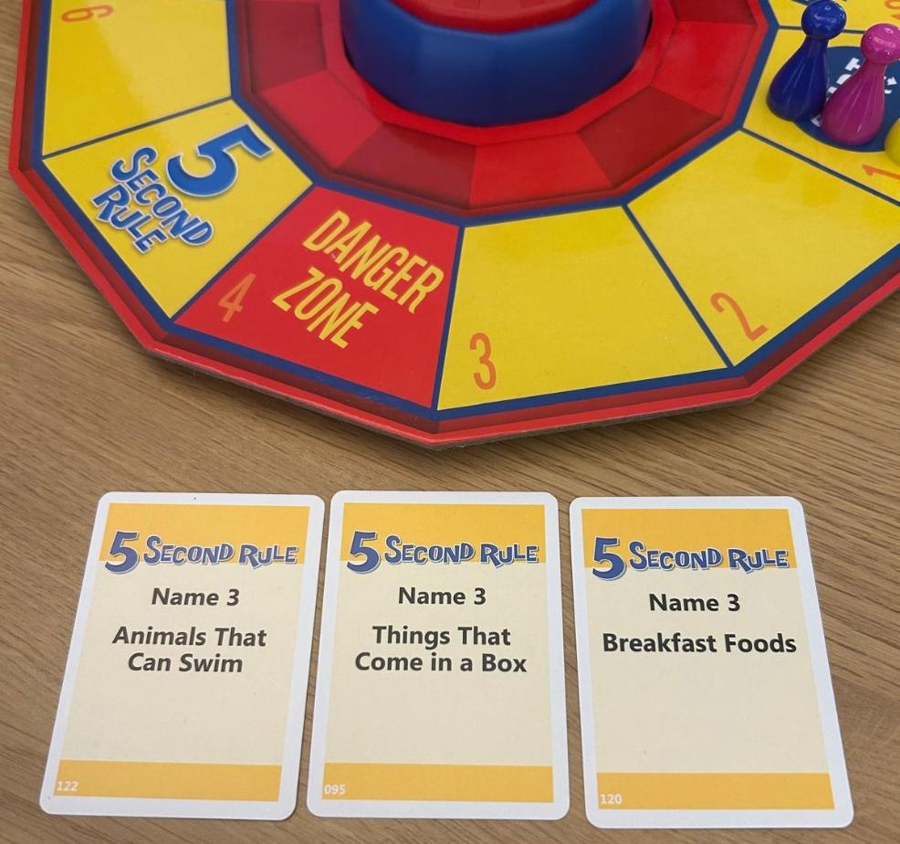 picture of Game cards from 5 second rule board game